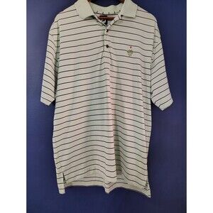 Footjoy Mens Golf Polo Shirt Size Lg Green Blue Striped Short Sleeve Comfort Top